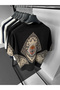 Black Oversize Anatolian Motif Premium Embroidered T-Shirt - 5