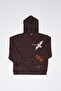 Men's Embroidery Bird Hooded Sweatshirt Dark Brown - 8