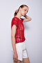 Ajurlu Tricot Knitted Cardigan Red - 3