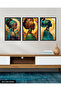 African Women 3 Pieces Wooden Framed Painting Act - 4
