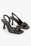 Women's Lily Brown Satin Polka Dot Bow Detailed Heeled Shoes
