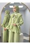 Luna Ruffle Collar Pants Two-Piece Set Green - 3