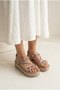 Women's Imported Stone Detailed Comfortable Thick Sole Sandals with Elastic Back in Beige - 2