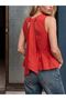 Lcw Vision Red Crew Neck Tie Back Peplum Blouse - 3