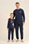 New Year Time Father Son Navy Blue Long Sleeve Pajama Set Rp3935-A-V1