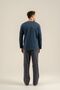 Men's Blue Buttoned Collar Long Sleeve Pajama Set Ar3851-S-V1 - 4