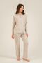 Women's Brown Striped Shirt Pajama Set Ar3780-S-V2 - 3