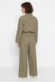 Women's Khaki Shirt Collar Balloon Blouse Wide Leg Pants Modal Set 2663 60286404 - 6