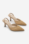 Women's Stiletto Pointed Toe Hand Knitted Classic Heeled Shoes with Elastic Back Arfes Camel - 5