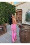 Pink Back Drawstring Slit Jumpsuit - 4