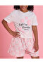 Girls White & Pink Printed Casual Set - 4