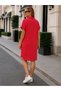 Women's Short Sleeve Collared Waist Belted Short Janjan Crepe Short Dress - 3