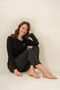 Women's Black Long Sleeve Pajama Set Pc9289-S-V1 - 2