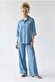 2134 Women's Tencel Comfortable Cut Shirt and Pants Set Blue - 3