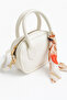 White Mini Hand & Shoulder Bag – Faux Leather with Scarf Detail - 3