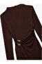 Long Sleeve High Neck Slim Fit Maxi Dress with Metal Accessories - 6
