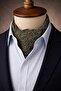 Pistachio Green Navy Blue Shawl Pattern Italian Silk Ascot Tie Sac125