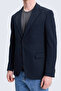 Navy Blue Comfort Fit Pointed Collar Classic Jacket - 2