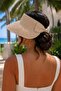 Women's Noir Vela Bowknot Straw Visor Hat Ecru – Wide Brim, Summer Chic Design - 3