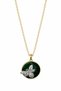 Steel Bee Motif Stone Green Round Necklace Women's Jewelry Accessory