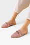Gold Buckle Detail Straw Weave Women's Slippers Pudra - 2