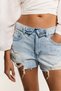 Distressed denim şort - 3
