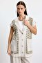 Fabric Combination Vest Linen Suit Olive - 2