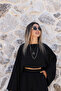 Black Standard Size Loose Fit Bat Sleeve Blouse - 3