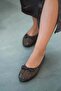 Duro Bowknot Straw Detailed Leather Ballerinas Brown - 4