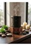 Elegant Black Cylinder Incense Burner with Ornamental Bronze Base