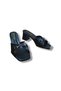 Women's Black Buckled Thick-Heeled Slippers - 3