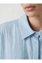 Lcw Everyday Blue Striped Oversize Dobby Women's Shirt - 3
