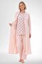 Women's Plus Size Floral Print Long Sleeve Robe+ Pajamas 3-Piece Set 80% Cotton 20% Viscose