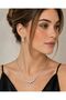 Crystal Stone Waterway Necklace and Triple Drop Earrings Set – Silver Color - 3