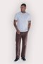 Men's Linen Trousers – Comfortable Fit with Elastic Waist, Summer Casual Trousers with Piped Legs - 3