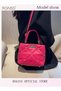 Fashionable Quilted Crossbody Bag Womens Metallic Studded Decor Handbag Twist Lock Satchel Bag - 3