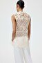 Tie-belt crochet-look top - 5
