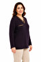 Women's Middle Age and Above V-Neck Patterned Mother Combed Cotton Blouse 30575 - 4