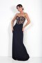 Women's Strapless Lined Lace Top Corset Detailed Sandy Long Dress