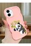 Samsung Galaxy A06 Compatible Case Camera Protector Pink Silicone Couple Phone Case Panda Pattern