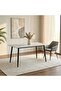 Elmont 6 seater Dining Table Ceramic Sturdy Dining Table Without Chairs| Modern Design Desk Furniture For Kitchen Dining L160xW90xH76cm-White/Black