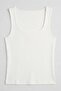 Trend42Plus Large Size Thick Strap Basic Top-Ecru - 4