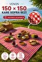 PÖTİKARELİ منقوش | |   150 × 150 | |   مفرش طاولة مربع من القماش الأحمر والأبيض المنقوش، مفرش للنزهات، غطاء متعدد الأغراض، قماش متين، مفرش طاولة قطني | |   طاولة مطبخ مربعة الشكل بنمط نزهة للشرفة والتخييم - 6