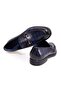 Black Cobalt Color Laceless Genuine Leather Men's Shoes - 2