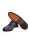 Dark Blue Color Laceless Genuine Leather Leather Sole Men's Shoes - 3