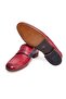 Red Color Laceless Genuine Leather Men's Shoes - 3