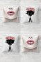 Gme Shop Rose Bouquet and Lip Pattern Hidden Zipper Throw Pillow Cover Sofa Cushion Cover Set (4Pcs) - 3