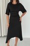 Women's Asymmetrical Cut Midi Dress Half Sleeve Stylish Event and Casual Dress - 4