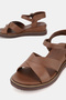 Women's Brown Genuine Leather Sandals with Straps, Flat Sole, Daily Use, Size 36-42 - 3