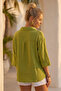 Olive Green Shirt with Collar and Buttons, 3/4 Sleeves, Casual Muslin, Oversize Woven 67 67 - 3